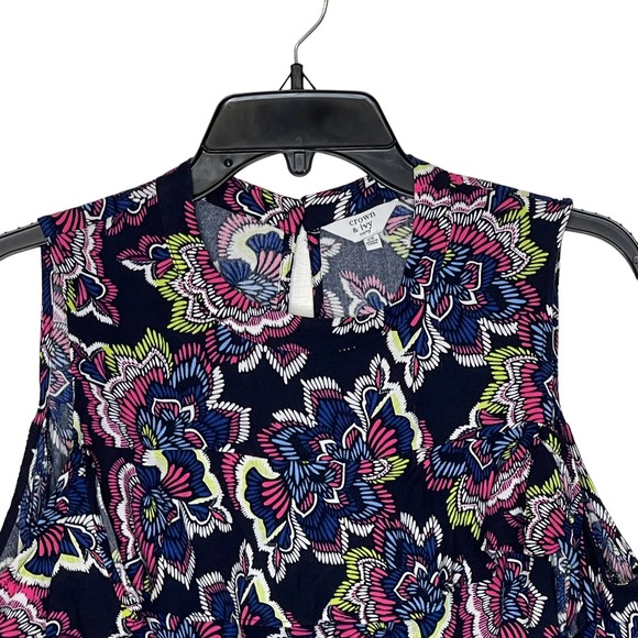Crown & Ivy Cold Shoulder Top Size Curvy 0X Black Multi Floral Pattern Womens - Picture 2 of 10